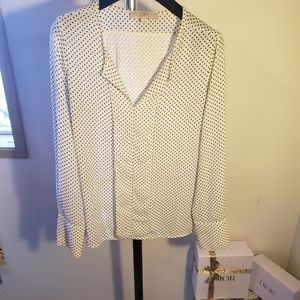 NWOT LOFT white with black polka dot blouse small